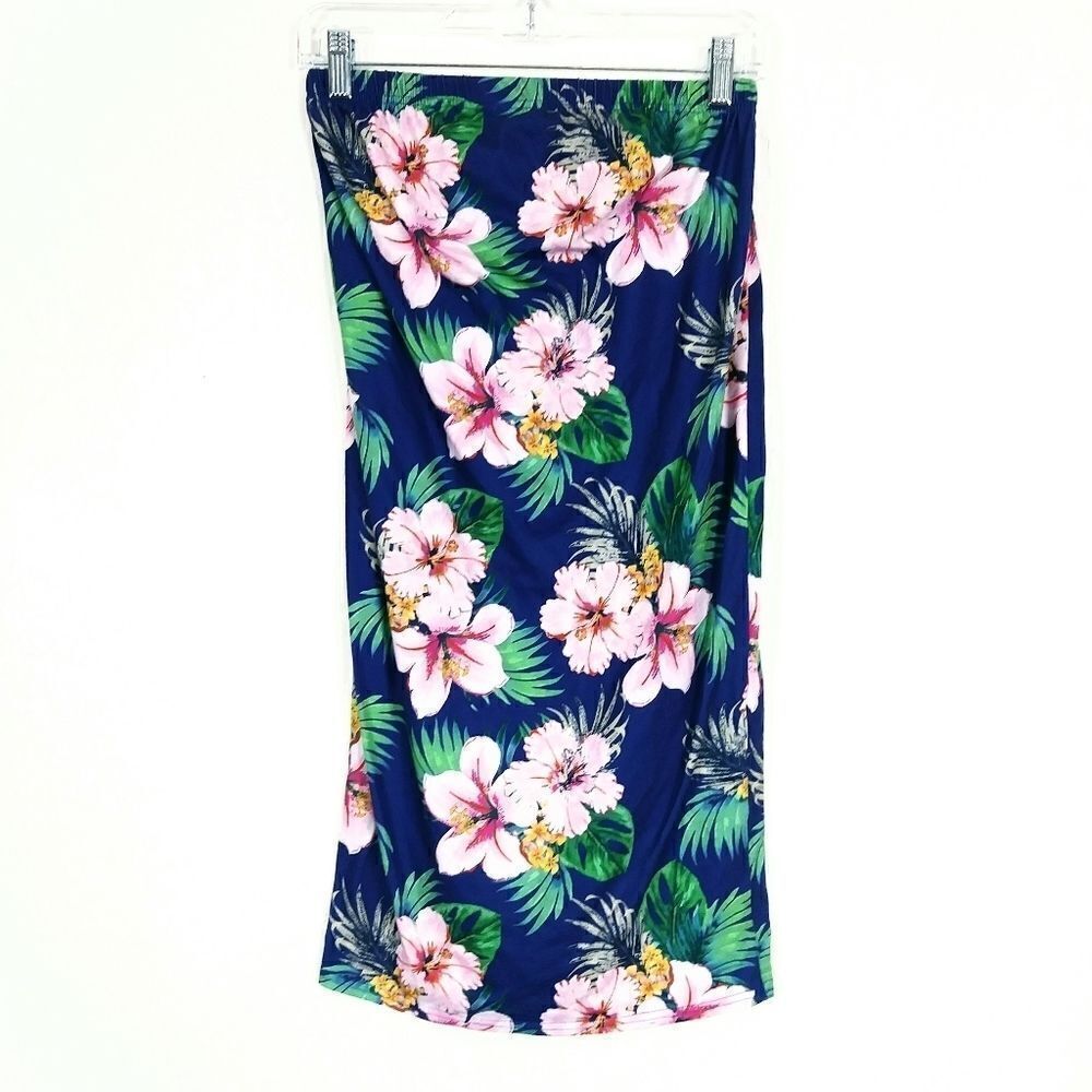Asos Maternity Navy Tropical Floral Midi Skirt